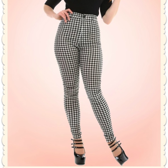 Collectif Clothing Gingham Trousers NWT XXL - Picture 1 of 5